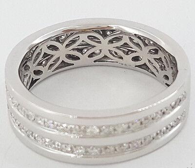 Two Row Round Diamond Channel Set 1 ct 14K White Gold Wedding Band / Ring 7.6mm