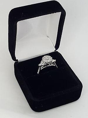 Round Diamond Engagement Anniversary Flower Cluster Ring 0.83 ct 18K White Gold