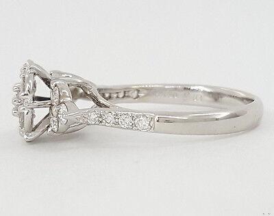 Round Diamond Engagement Anniversary Flower Cluster Ring 0.83 ct 18K White Gold