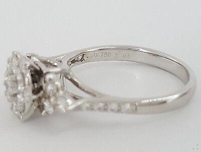 Round Diamond Engagement Anniversary Flower Cluster Ring 0.83 ct 18K White Gold