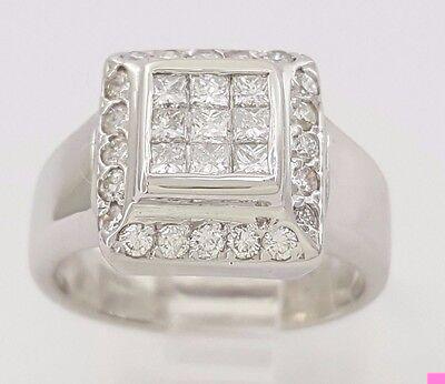 Invisible Princess Cut Diamond Halo Engagement Ring 0.75 ct 18K White Gold