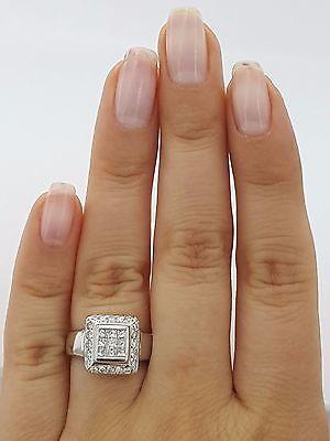 Invisible Princess Cut Diamond Halo Engagement Ring 0.75 ct 18K White Gold