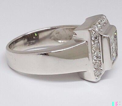 Invisible Princess Cut Diamond Halo Engagement Ring 0.75 ct 18K White Gold