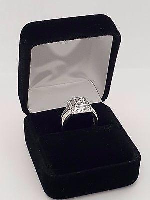 Invisible Princess Cut Diamond Halo Engagement Ring 0.75 ct 18K White Gold