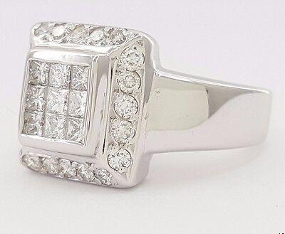 Invisible Princess Cut Diamond Halo Engagement Ring 0.75 ct 18K White Gold
