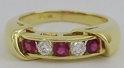 Ruby & Round Diamond Ring 0.50 ct 18K Yellow Gold