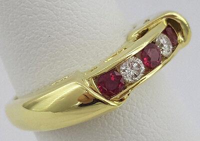 Ruby & Round Diamond Ring 0.50 ct 18K Yellow Gold
