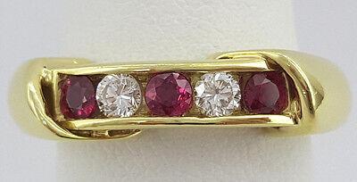 Ruby & Round Diamond Ring 0.50 ct 18K Yellow Gold