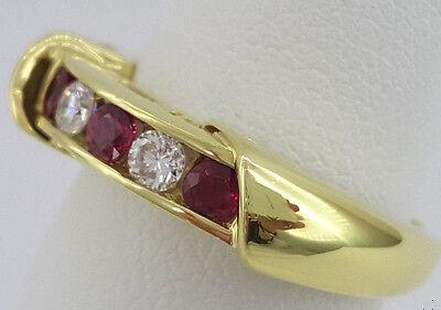 Ruby & Round Diamond Ring 0.50 ct 18K Yellow Gold
