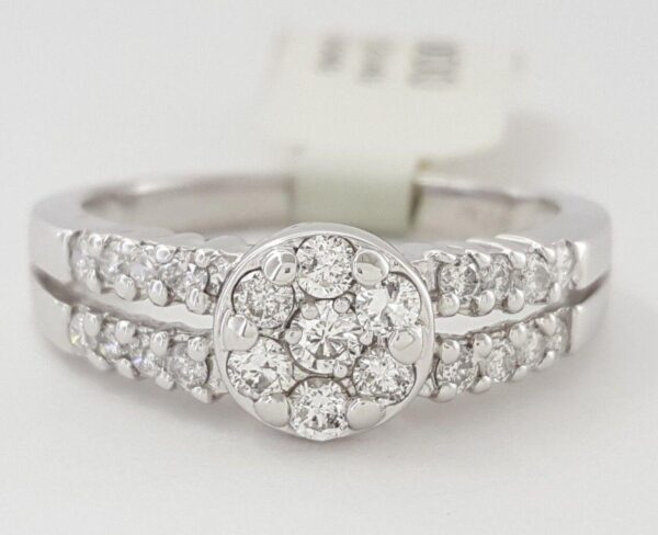 Round Diamond Cluster Halo Engagement Anniversary Ring 0.5 ct 14K White Gold