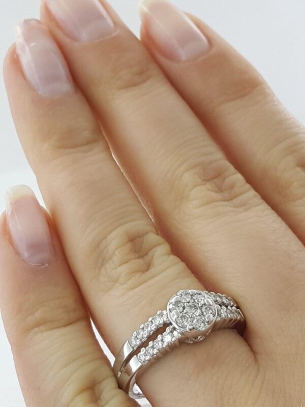 Round Diamond Cluster Halo Engagement Anniversary Ring 0.5 ct 14K White Gold