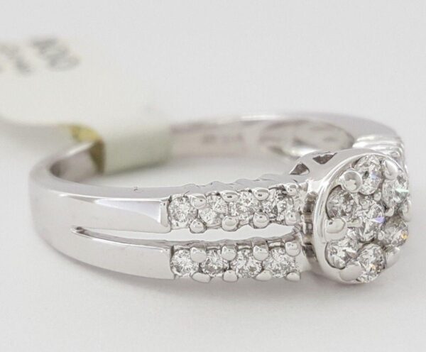 Round Diamond Cluster Halo Engagement Anniversary Ring 0.5 ct 14K White Gold