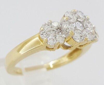 Round Cut Diamond Cluster Style Flower 1 ct 14K Yellow Gold Engagement Ring