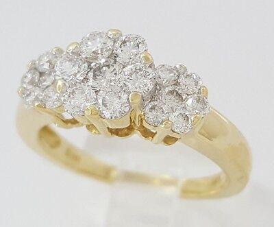 Round Cut Diamond Cluster Style Flower 1 ct 14K Yellow Gold Engagement Ring