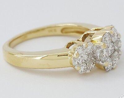 Round Cut Diamond Cluster Style Flower 1 ct 14K Yellow Gold Engagement Ring