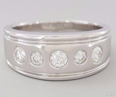 Diamour 5 Stone Round Cut Diamond Wedding Ring 0.75 ct 14K White Gold 9 mm 11.5g