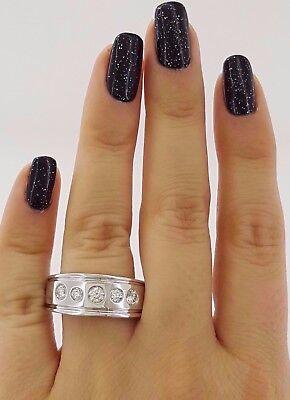 Diamour 5 Stone Round Cut Diamond Wedding Ring 0.75 ct 14K White Gold 9 mm 11.5g