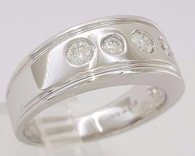 Diamour 5 Stone Round Cut Diamond Wedding Ring 0.75 ct 14K White Gold 9 mm 11.5g