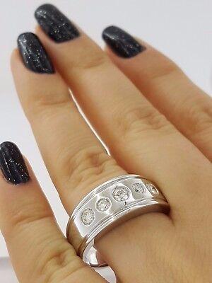 Diamour 5 Stone Round Cut Diamond Wedding Ring 0.75 ct 14K White Gold 9 mm 11.5g