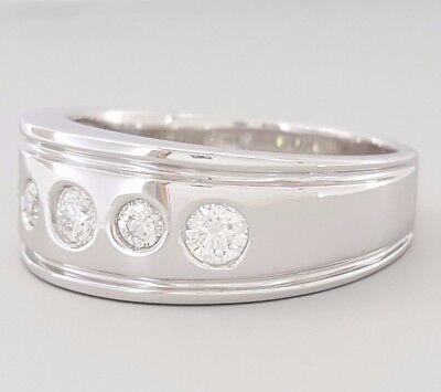 Diamour 5 Stone Round Cut Diamond Wedding Ring 0.75 ct 14K White Gold 9 mm 11.5g