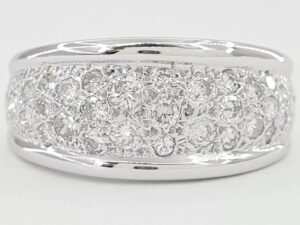 Diamond Pave Ring 1 ct 14K White Gold 10mm