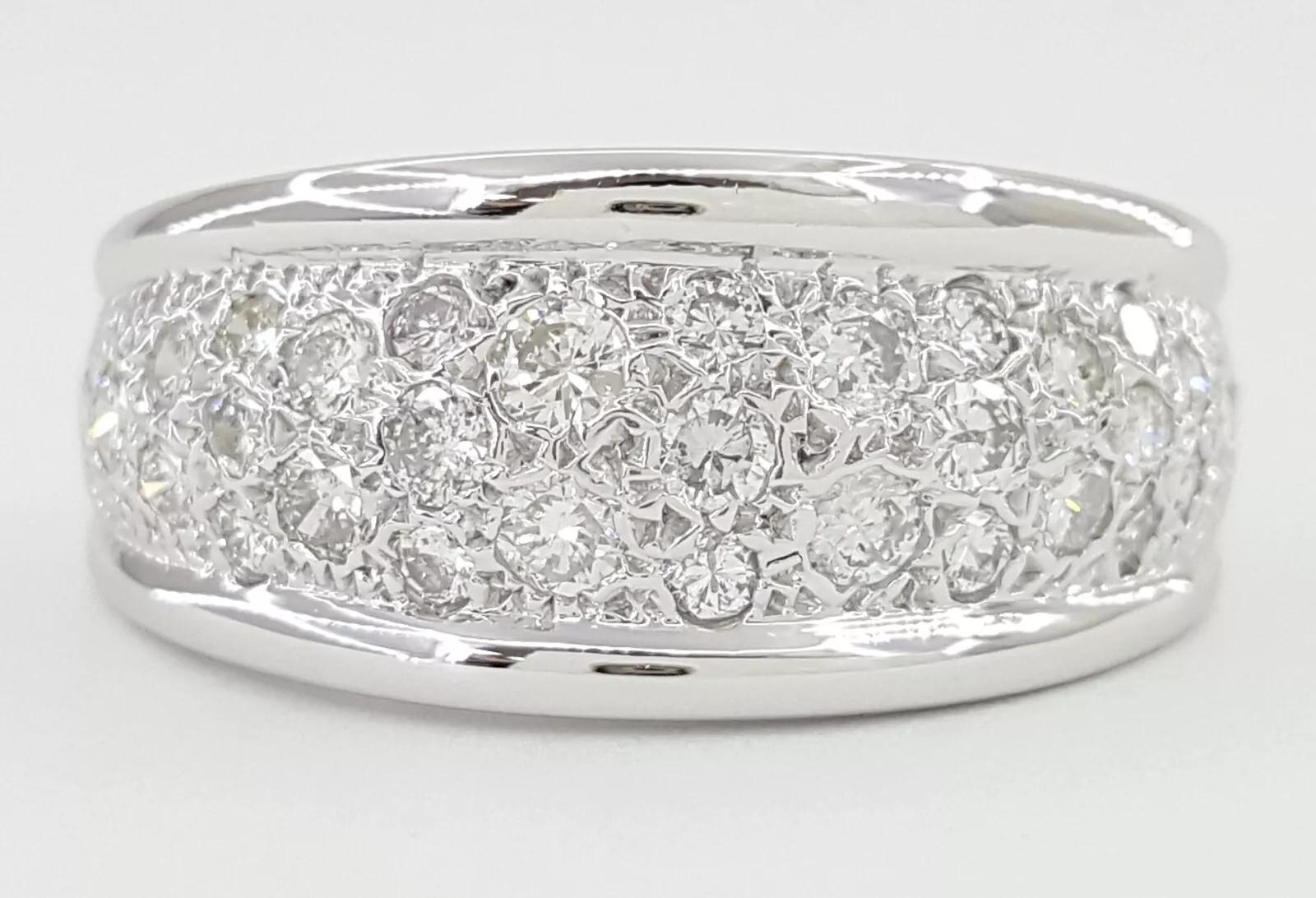 Diamond Pave Ring 1 ct 14K White Gold 10mm
