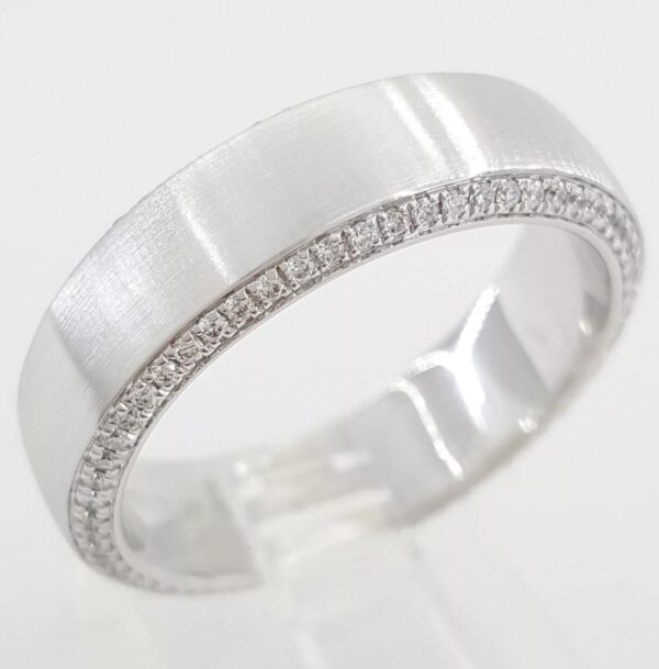Simon G. Diamond Men's Wedding Band Ring 14k White Gold 0.52 ct 6.5 mm Rt $3,520