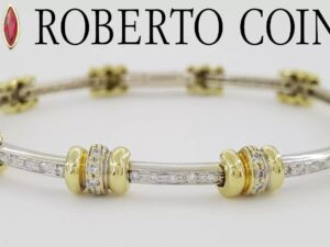 Roberto Coin Round Diamond Link Bracelet 18k Yellow & White Gold 1 ct