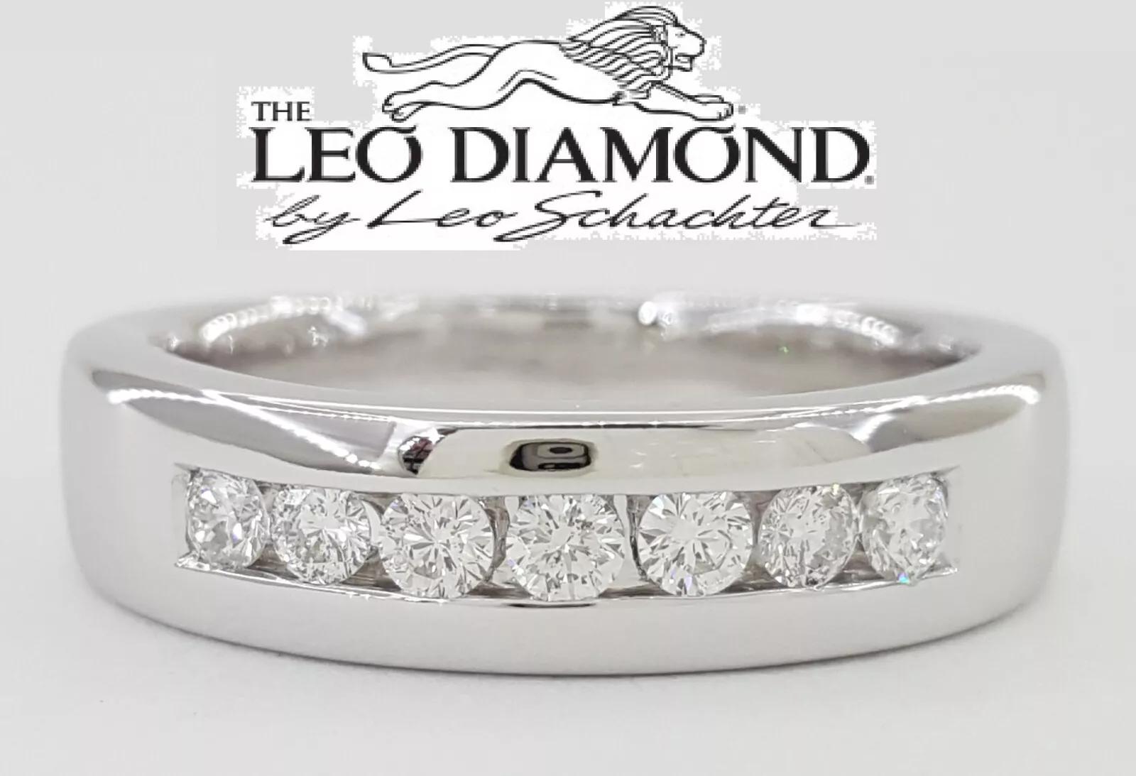 Leo Channel Set Round Diamond Wedding Anniversary Band 6mm 14k White Gold 0.42ct