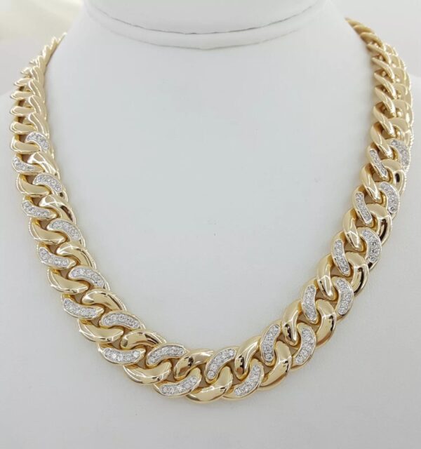 Diamond Cuban Chain Necklace Bracelet 6 ct 18K Gold Germany 13.5 mm 254 Grams