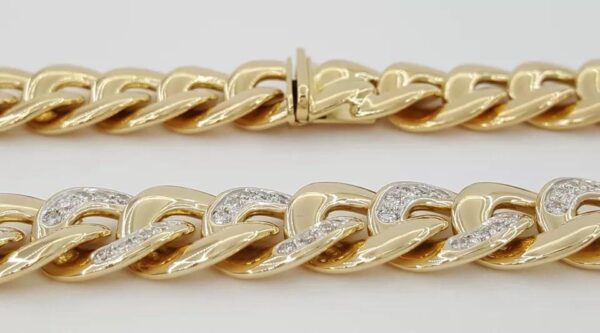 Diamond Cuban Chain Necklace Bracelet 6 ct 18K Gold Germany 13.5 mm 254 Grams
