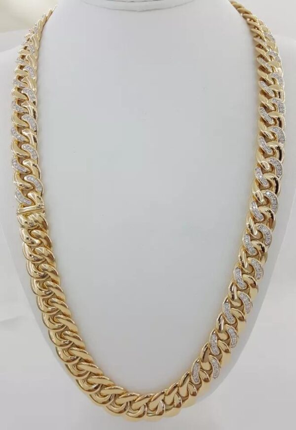 Diamond Cuban Chain Necklace Bracelet 6 ct 18K Gold Germany 13.5 mm 254 Grams