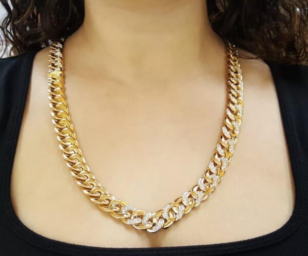 Diamond Cuban Chain Necklace Bracelet 6 ct 18K Gold Germany 13.5 mm 254 Grams