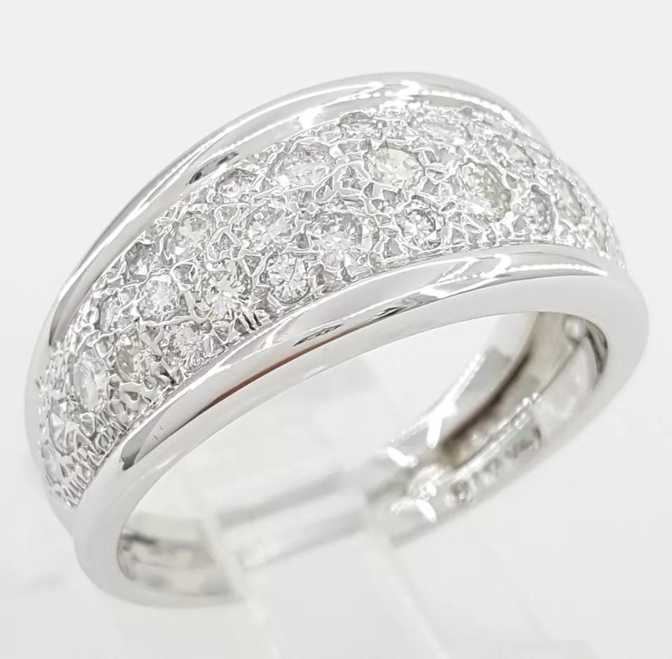 Diamond Pave Ring 1 ct 14K White Gold 10mm