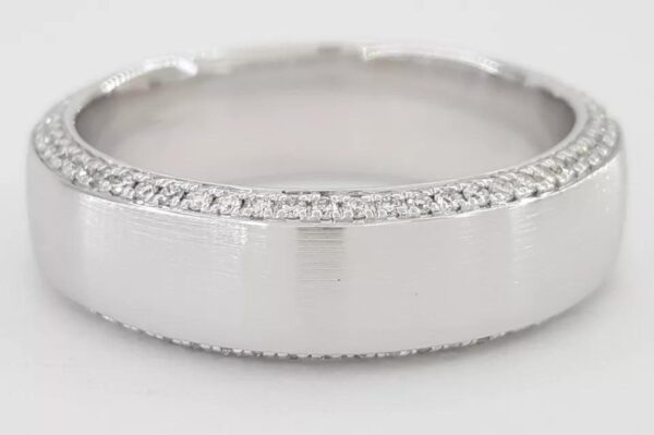 Simon G. Diamond Men's Wedding Band Ring 14k White Gold 0.52 ct 6.5 mm Rt $3,520