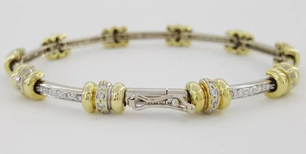 Roberto Coin Round Diamond Link Bracelet 18k Yellow & White Gold 1 ct