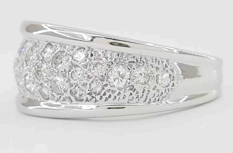 Diamond Pave Ring 1 ct 14K White Gold 10mm