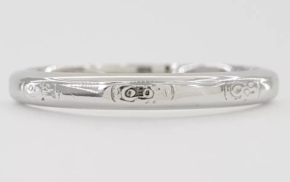 Vintage Art Carved Hand Engraved Wedding Band Ring 18k White Gold 2.3 mm
