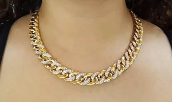 Diamond Cuban Chain Necklace Bracelet 6 ct 18K Gold Germany 13.5 mm 254 Grams