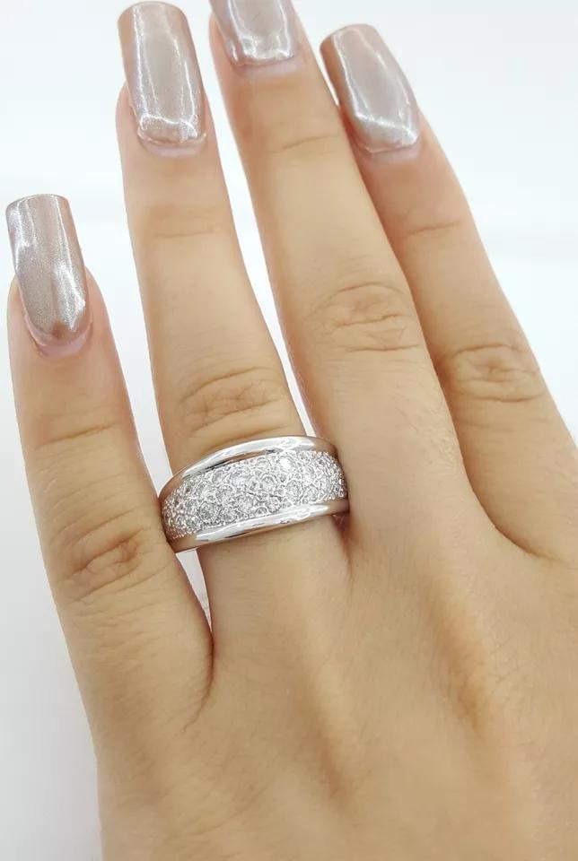 Diamond Pave Ring 1 ct 14K White Gold 10mm