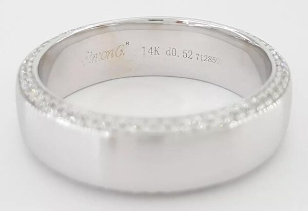 Simon G. Diamond Men's Wedding Band Ring 14k White Gold 0.52 ct 6.5 mm Rt $3,520
