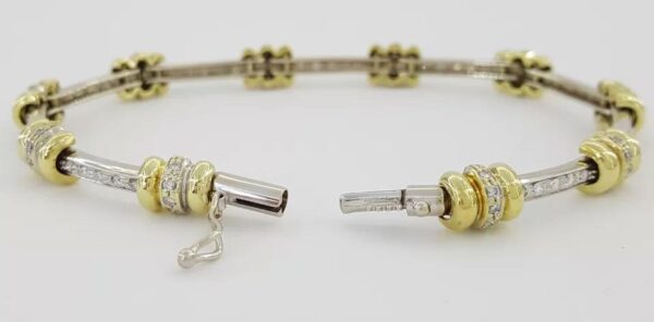 Roberto Coin Round Diamond Link Bracelet 18k Yellow & White Gold 1 ct