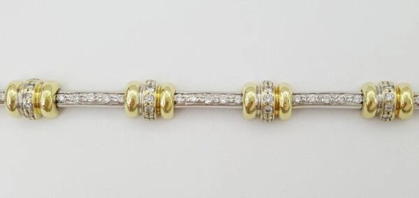 Roberto Coin Round Diamond Link Bracelet 18k Yellow & White Gold 1 ct