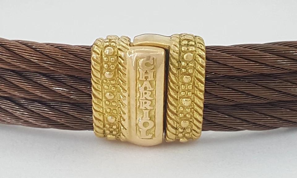 Charriol Celtique 3-Row Cable Diamond Bracelet 13.8 mm 7.5" 18k Gold 7 Steel