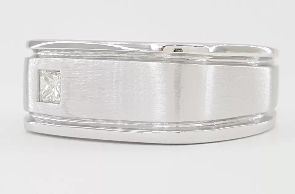 Princess Diamond Men's Wedding Band Ring 0.15 ct 14K White Gold 9 mm 11.7 Grams