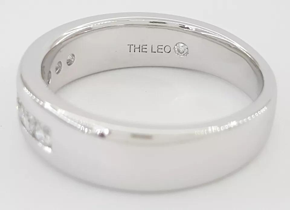 Leo Channel Set Round Diamond Wedding Anniversary Band 6mm 14k White Gold 0.42ct