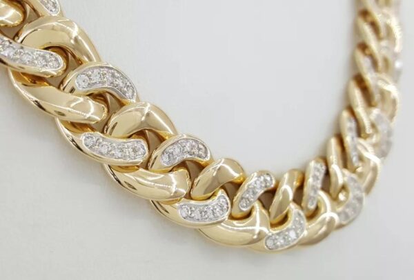 Diamond Cuban Chain Necklace Bracelet 6 ct 18K Gold Germany 13.5 mm 254 Grams
