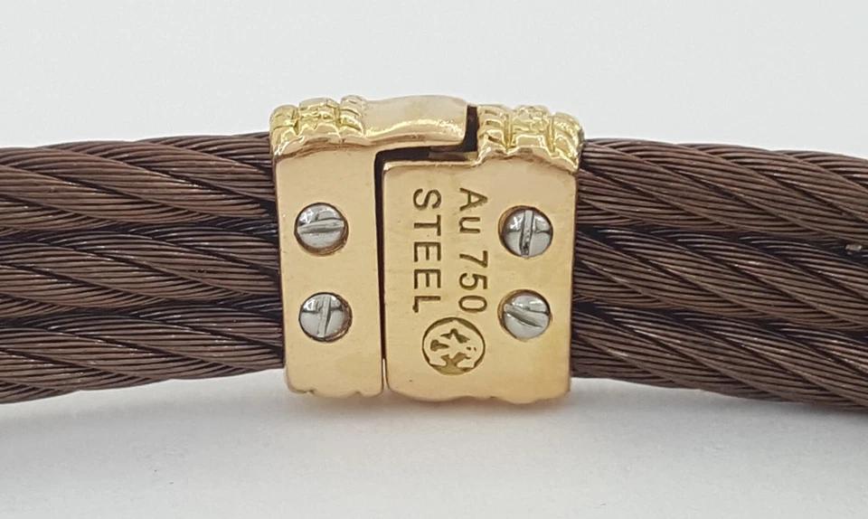 Charriol Celtique 3-Row Cable Diamond Bracelet 13.8 mm 7.5" 18k Gold 7 Steel