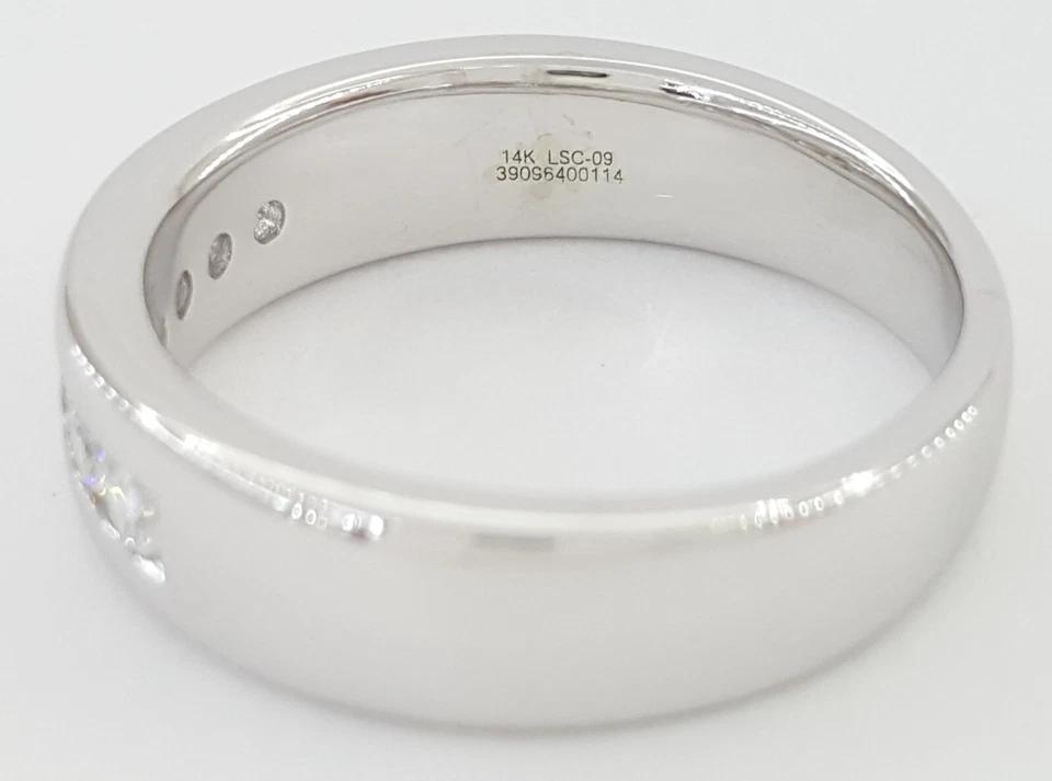 Leo Channel Set Round Diamond Wedding Anniversary Band 6mm 14k White Gold 0.42ct