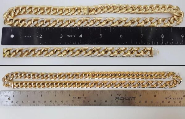 Diamond Cuban Chain Necklace Bracelet 6 ct 18K Gold Germany 13.5 mm 254 Grams
